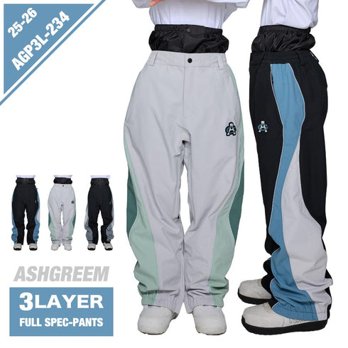 ASHGREEM (アッシュグリーム) 【予約商品】 25-26 スノーボードウェア パンツ 単品 ウェーブ 切替 AGP3L-234 スノーウェア スノボウェア スキーウェア スノボーウェア 下 スノーパンツ メンズ レディース 新作